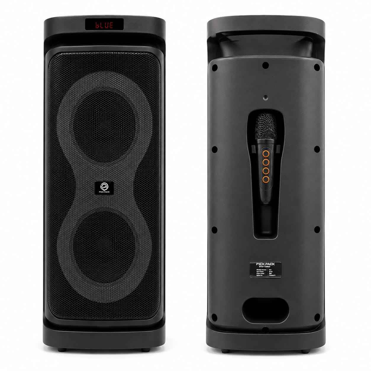 Pick Pack Wireless Speaker With Mic – Bluetooth Party Speaker with LED Display, FM, USB, Micro SD & AUX for Karaoke, Home & Parties