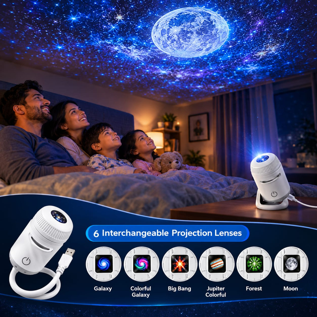USB Star Projector Night Light