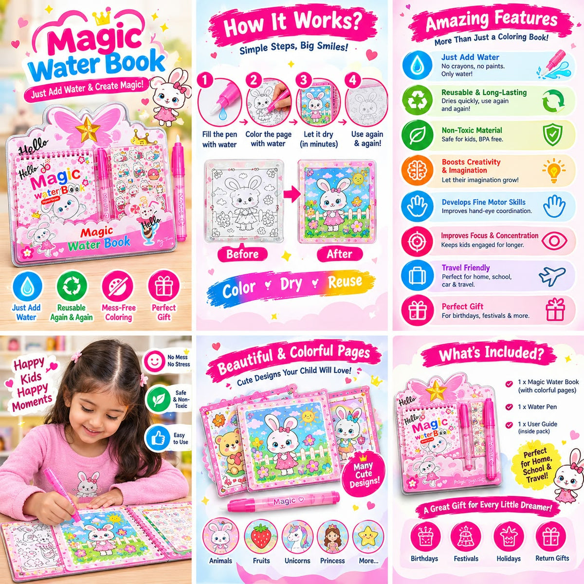 Magic Water Book Activity and Stationery Set