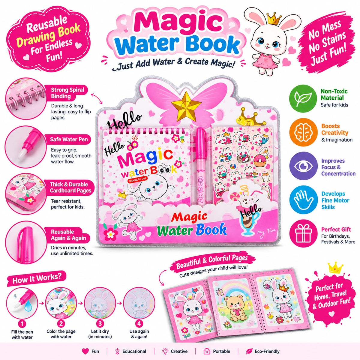 Magic Water Book Activity and Stationery Set