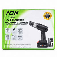 ASW - Car Mounted Vacuum Cleaner – 15V Portable Cordless Handheld Vacuum with Blower Mode, HEPA Filter & 6 Attachments for Car, Home & Office
