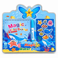 Magic Water Book Activity and Stationery Set – Reusable Water Colouring Book with Pen & Stickers in 4 Themes for Kids 3+