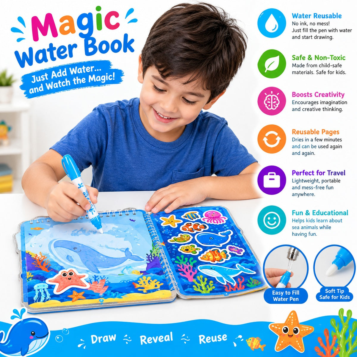 Magic Water Book Activity and Stationery Set