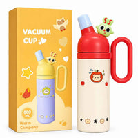 Bear Head Stainless Steel Insulated Water Bottle 800ml – Kids Thermos Sipper Flask with Handle & Leak-Resistant Cap for School and Travel