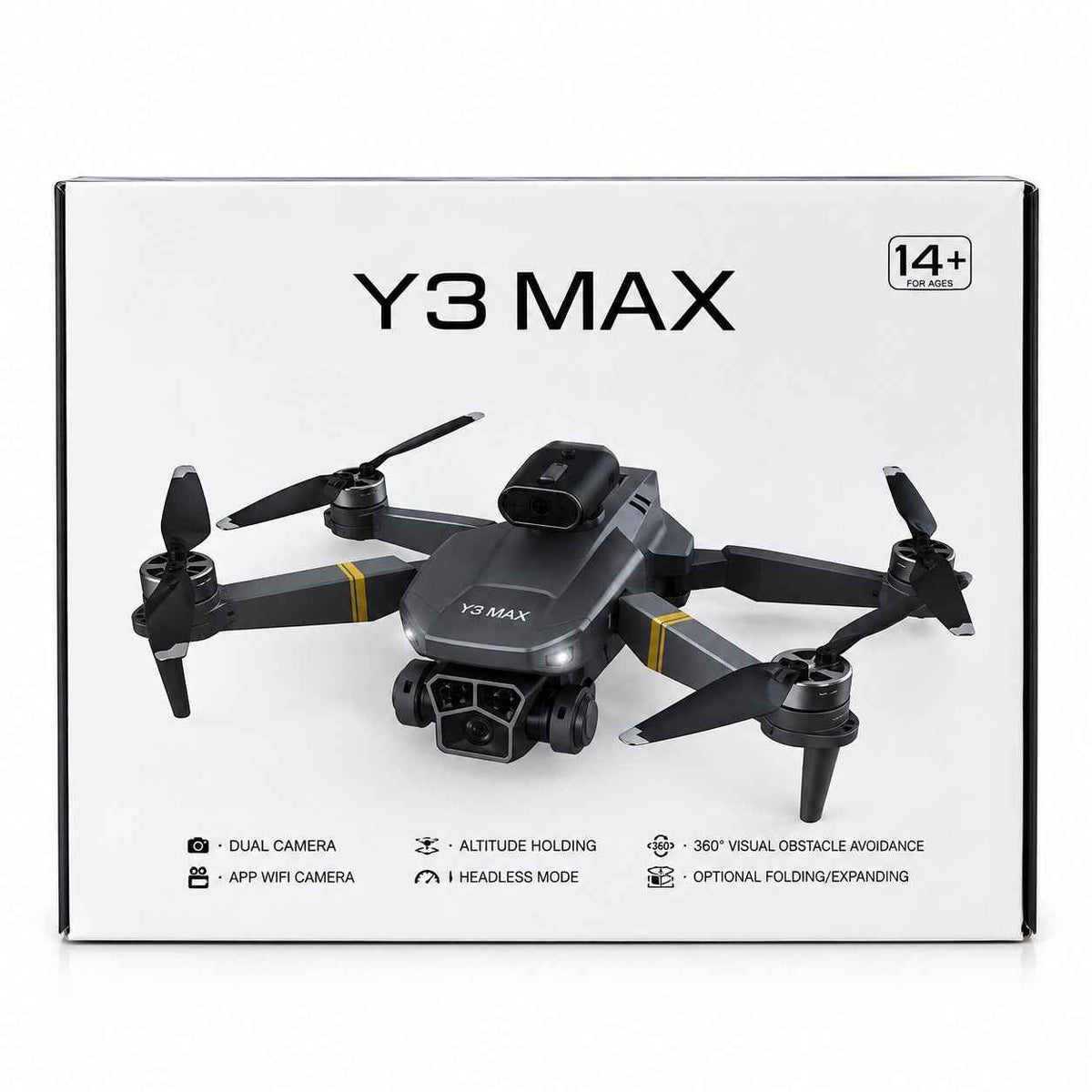 Y3 Max Drone 14+ Age – Dual Camera FPV Drone with 5-Sided Obstacle Avoidance & Triple Battery Combo with Carry Case