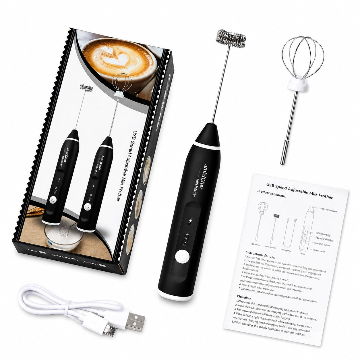 USB Rechargeable Milk Frother