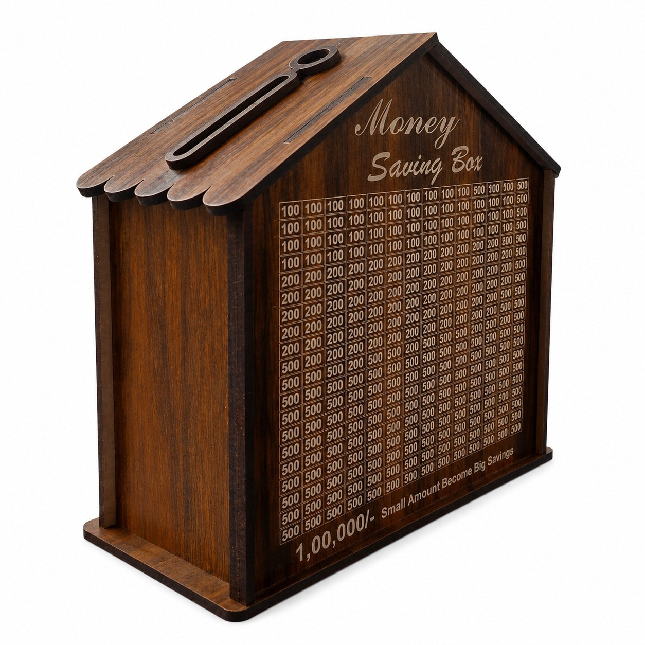 House-Shaped Wooden Money Saving Box