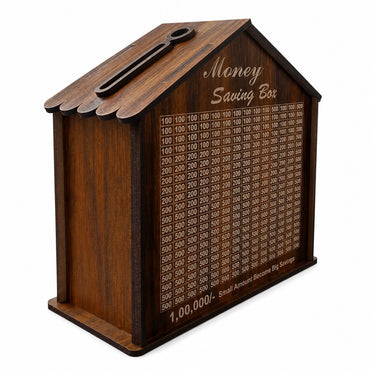 House-Shaped Wooden Money Saving Box