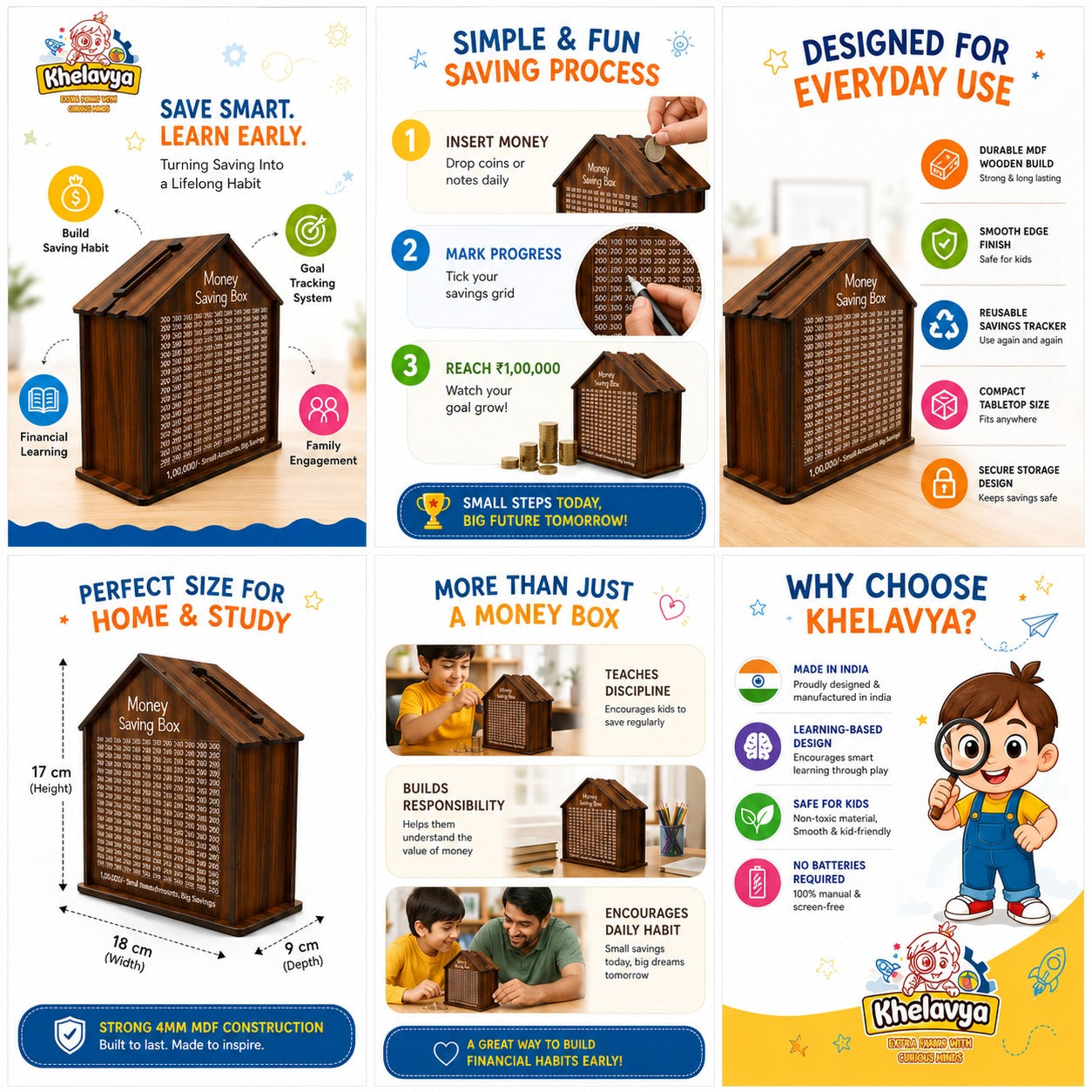 House-Shaped Wooden Money Saving Box