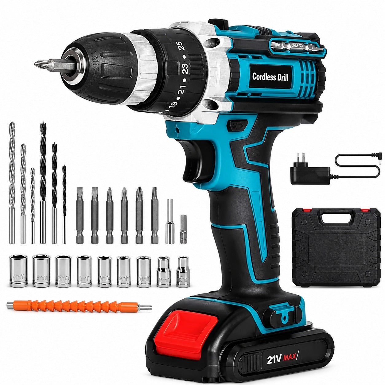 21V Cordless Drill & Screwdriver Set