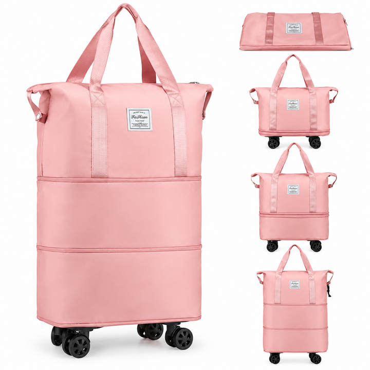 Foldable Travel Bag with Wheels – Expandable Duffle Bag with Smooth-Rolling Wheels, Zipper Closure & Adjustable Shoulder Strap, Water-Resistant Travel Duffel