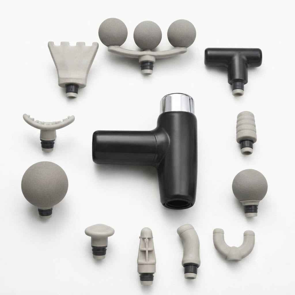 Massage Gun FG22 Portable Deep Tissue Body Massager – 9 Interchangeable Heads, 6 Speed Levels, Digital Display & Type-C Rechargeable Battery