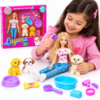 Doll House Playset With Dogs For Kids – 12-Inch Fashion Doll & Pet Grooming Salon Set