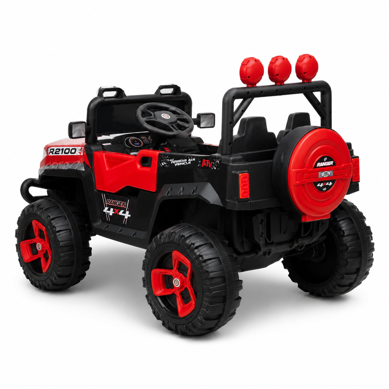 Kids Electric Ride-On SUV Car KAB-J2100 12V 4×4 – Two-Seater with Parental Remote, Bluetooth Music, LED Lights & USB/Aux for Kids 3–8 Years