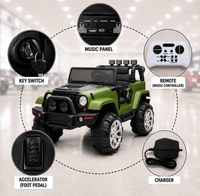 Kids Electric Ride-On 4x4 SUV (FUN-009) – Rechargeable Off-Road Car with Manual & Remote Control, LED Lights & Magnetic Doors