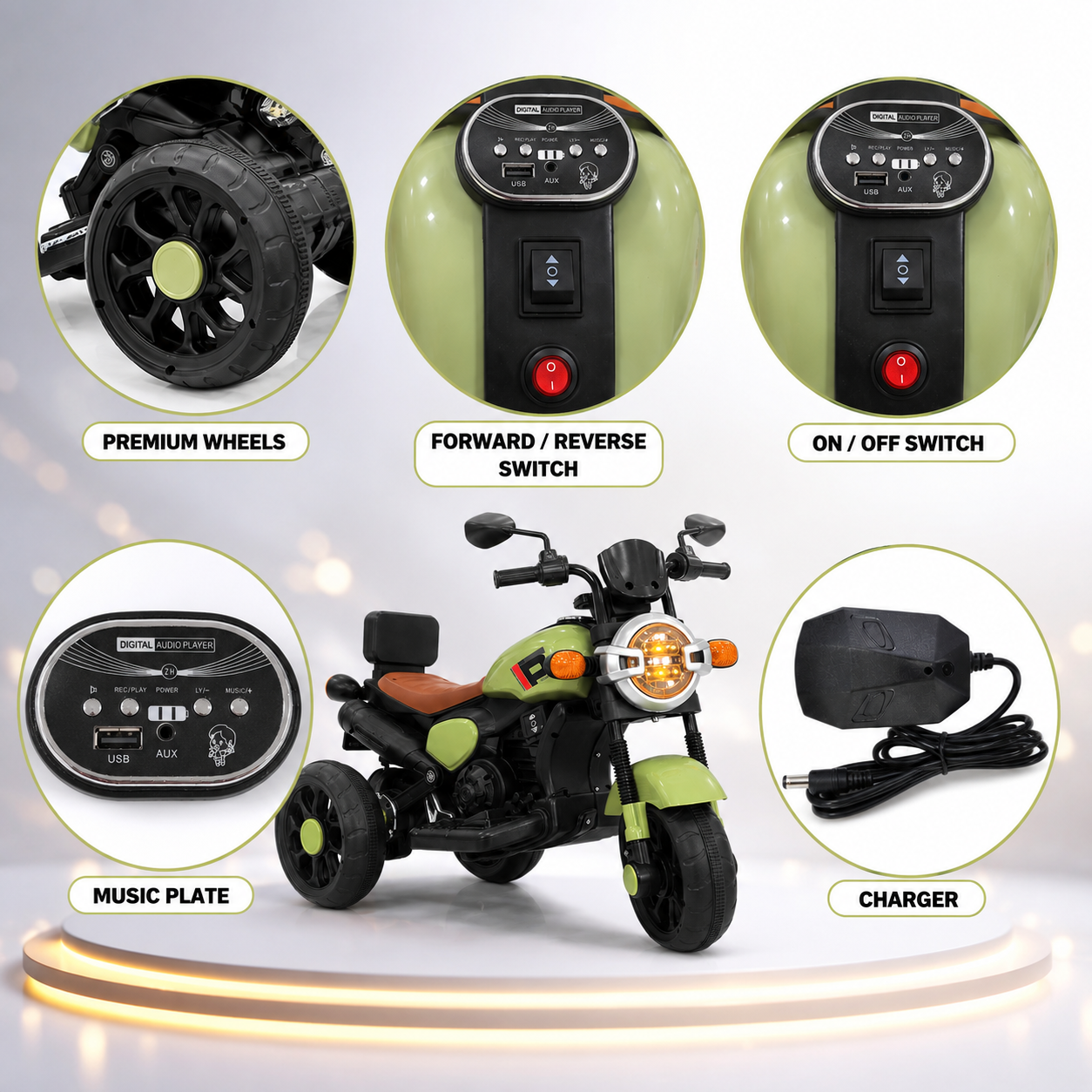 Retro Roadster 100 Kids Electric Ride-On Bike