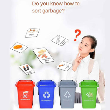 Garbage Sorting Game for Kids – Educational Recycling & Waste Management Toy with 4 Bins & Cards