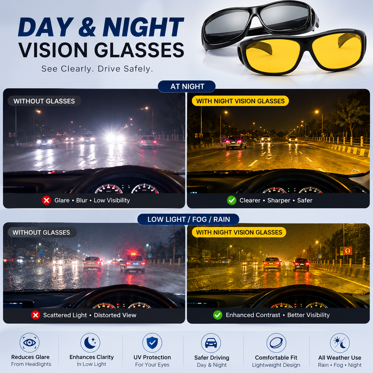 HD Vision Anti-Glare Polarized Driving Sunglasses