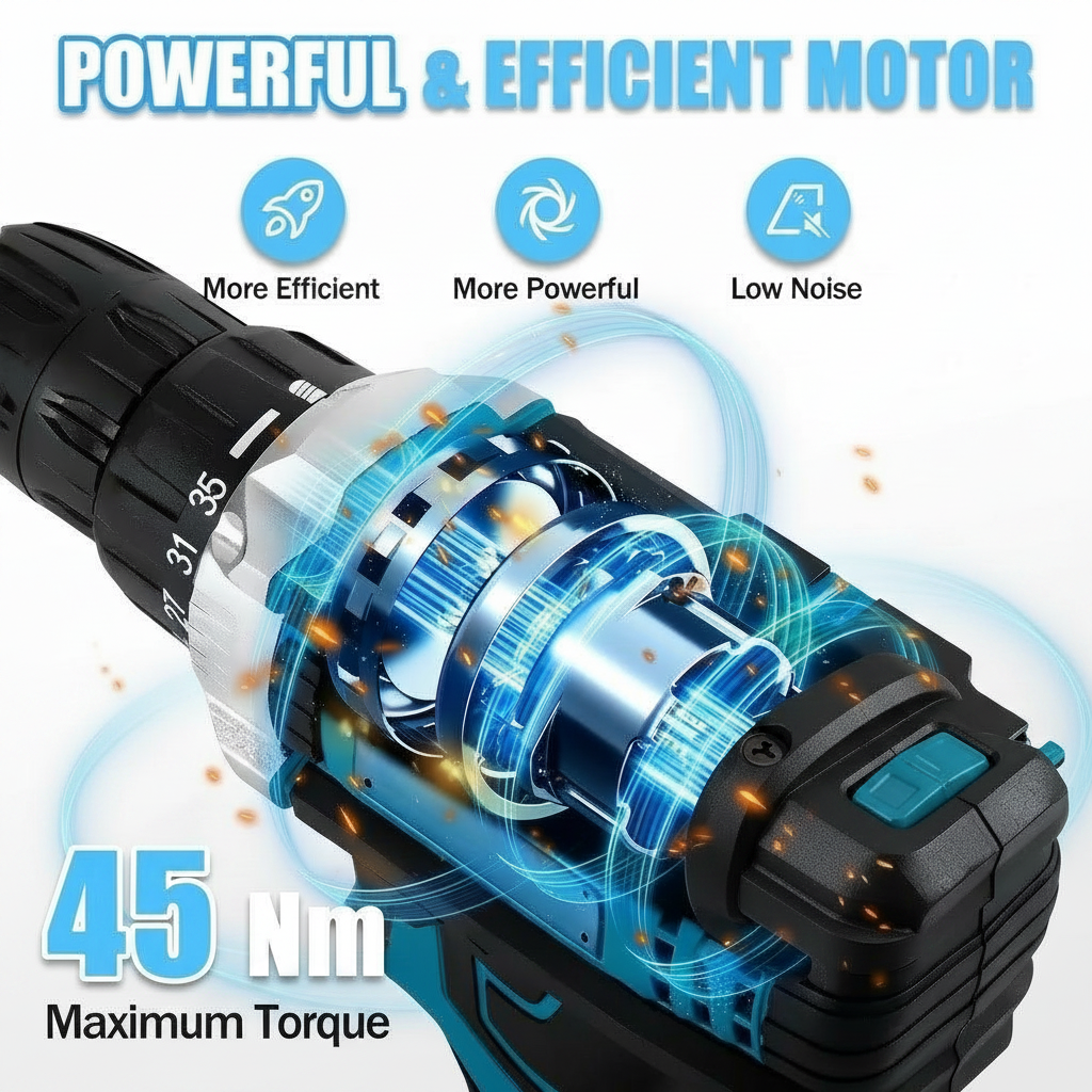21V Cordless Drill & Screwdriver Set