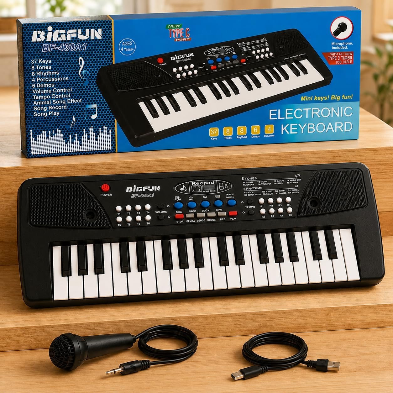 Kids Piano Keyboard with Microphone 37 Keys