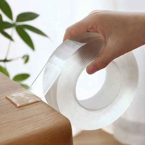 Nano Grip Double Sided Tape 10mm x 3m – Reusable Transparent Acrylic Gel Mounting Tape, Washable & Water-Resistant for Wall, Car, Cable & Office Use
