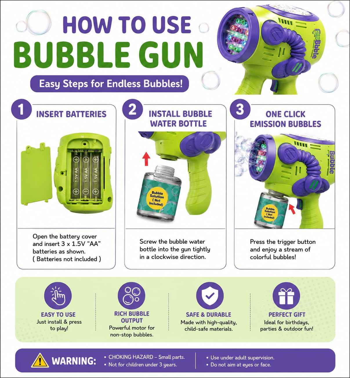 Music Bubble Gun for Kids