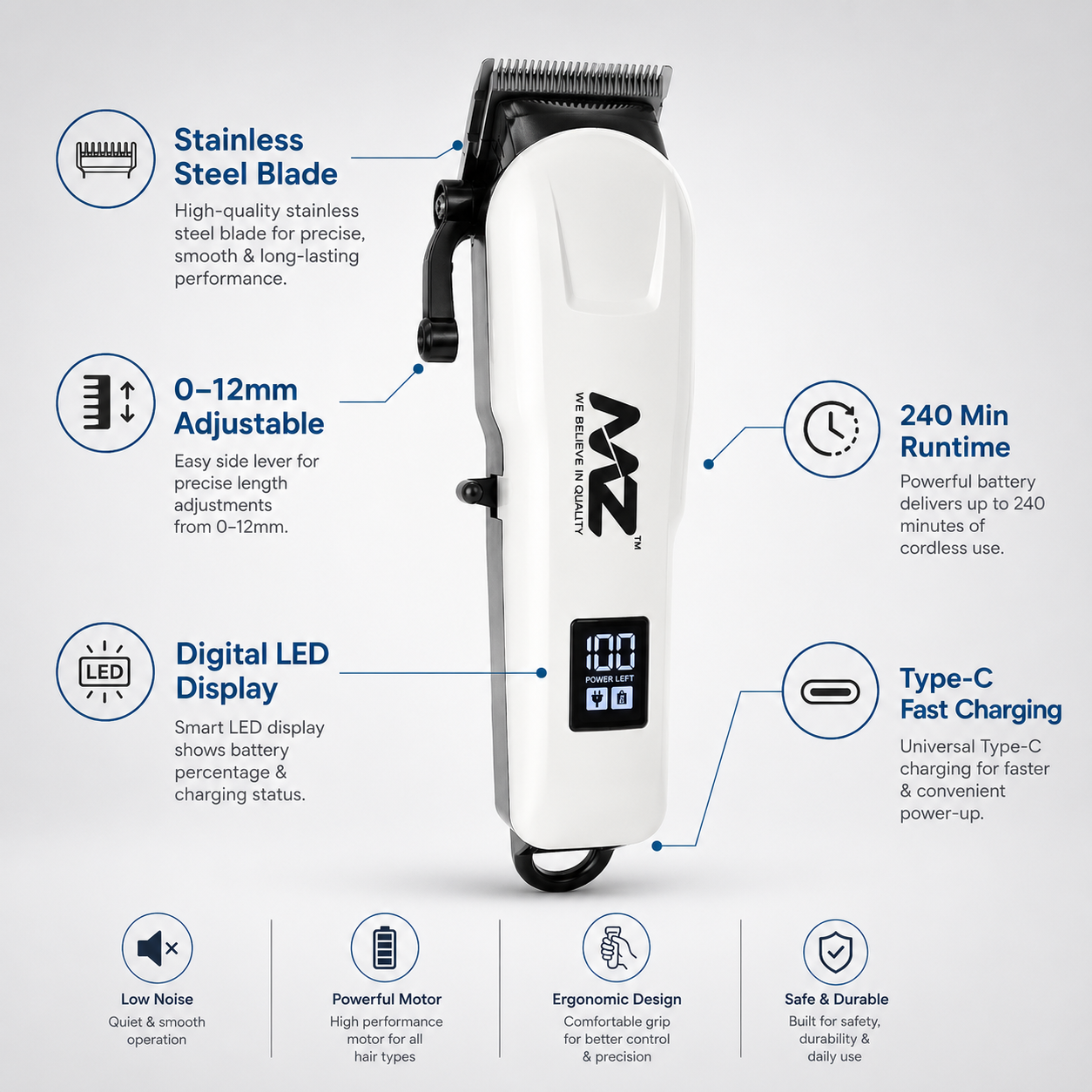 MZ M809C Professional Hair Trimmer