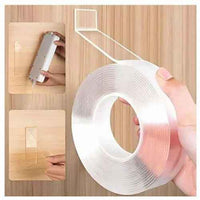 Nano Grip Double Sided Tape 10mm x 3m – Reusable Transparent Acrylic Gel Mounting Tape, Washable & Water-Resistant for Wall, Car, Cable & Office Use