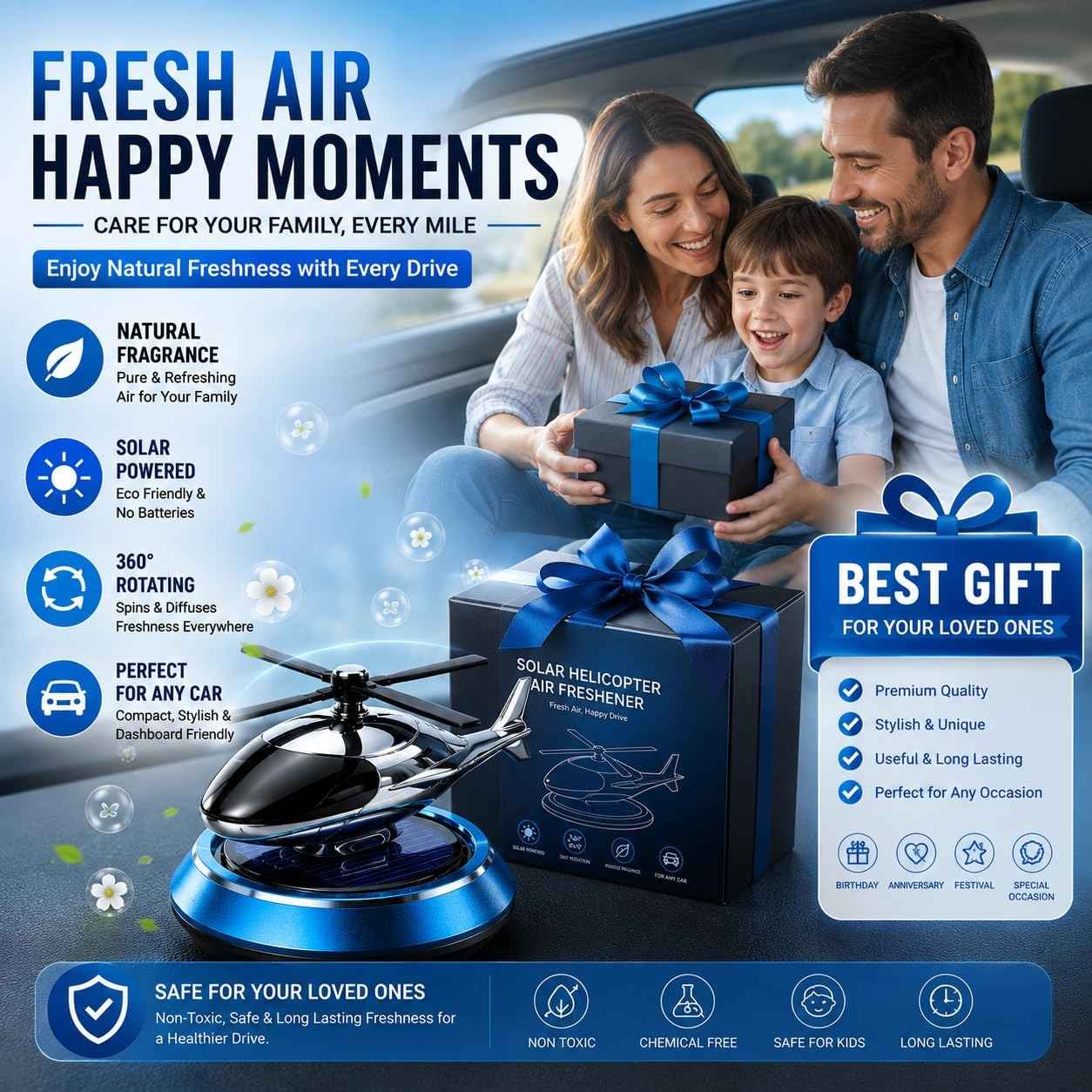 Solar Rotating Car Air Freshener Diffuser