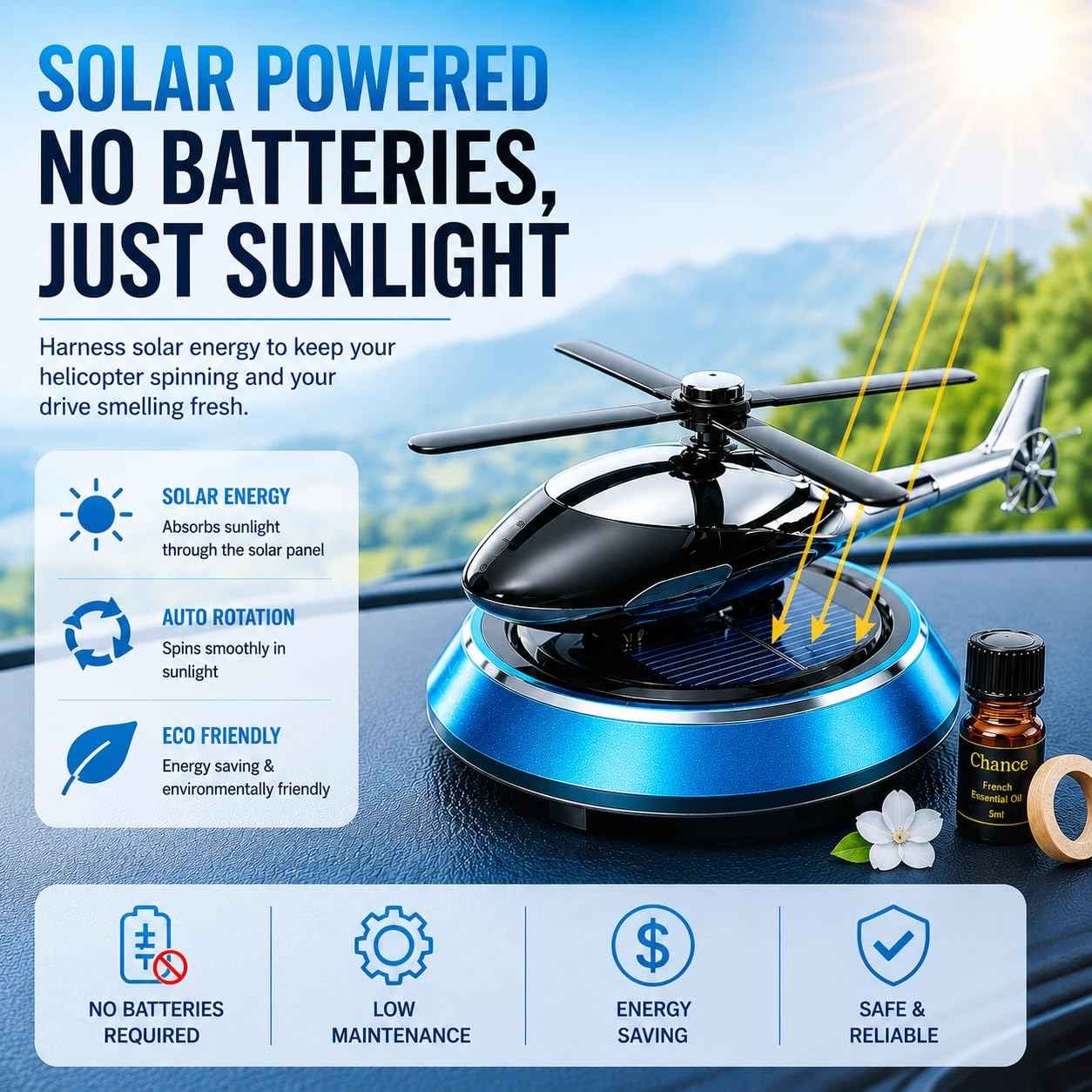 Solar Rotating Car Air Freshener Diffuser