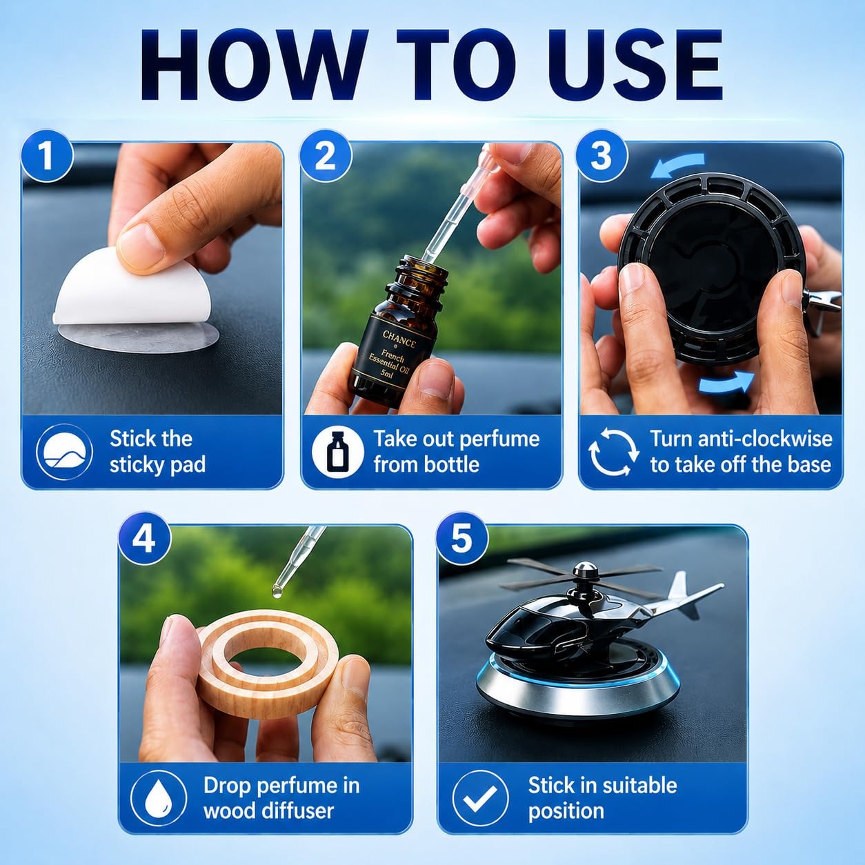 Solar Rotating Car Air Freshener Diffuser