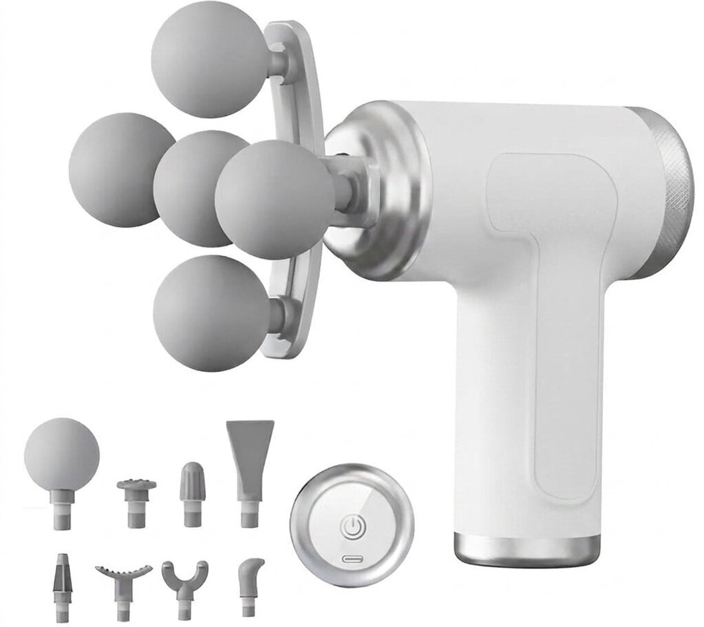 Title: Massage Gun FG23 9-in-1 Deep Tissue Percussion Massager – Cordless Full Body Muscle Recovery Gun with 9 Interchangeable Heads, 6 Speed Levels & Dual Battery for Neck, Back, Legs & Feet