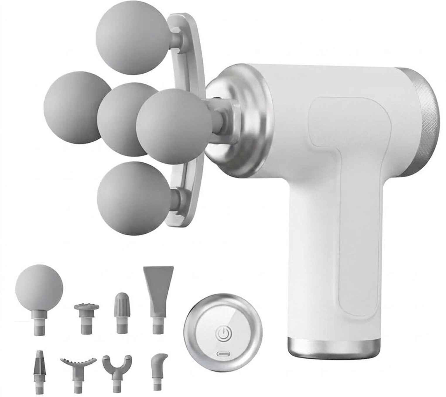 Massage Gun FG23 9-in-1 Deep Tissue Percussion Massager – Cordless Full Body Muscle Recovery Gun with 9 Interchangeable Heads, 6 Speed Levels & Dual Battery for Neck, Back, Legs & Feet